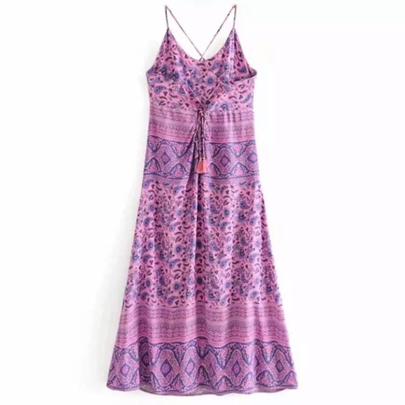 Elegant Pink and Purple Women's Dress - Picture 5 of 6